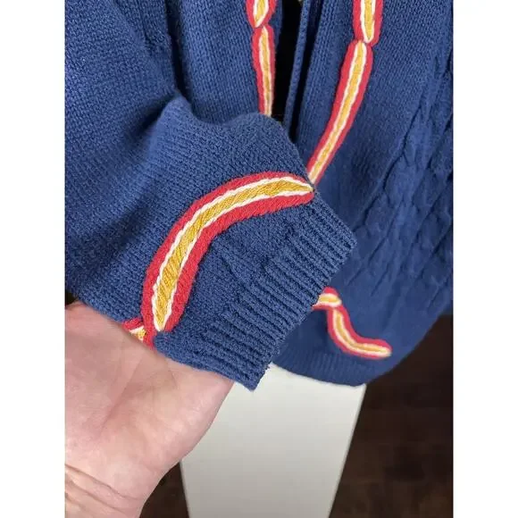 Limited Editions Vintage Nautical Embroidered Button Cardigan Sweater 80s 90s L - Picture 4 of 10